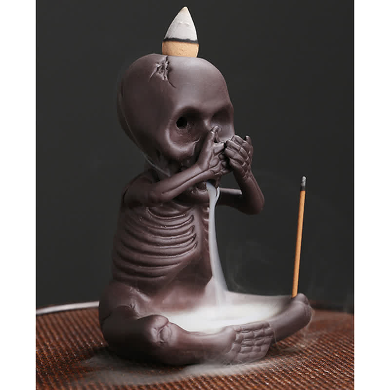 Little Ghost Purple Clay Backflow Incense Burner Peace Decor