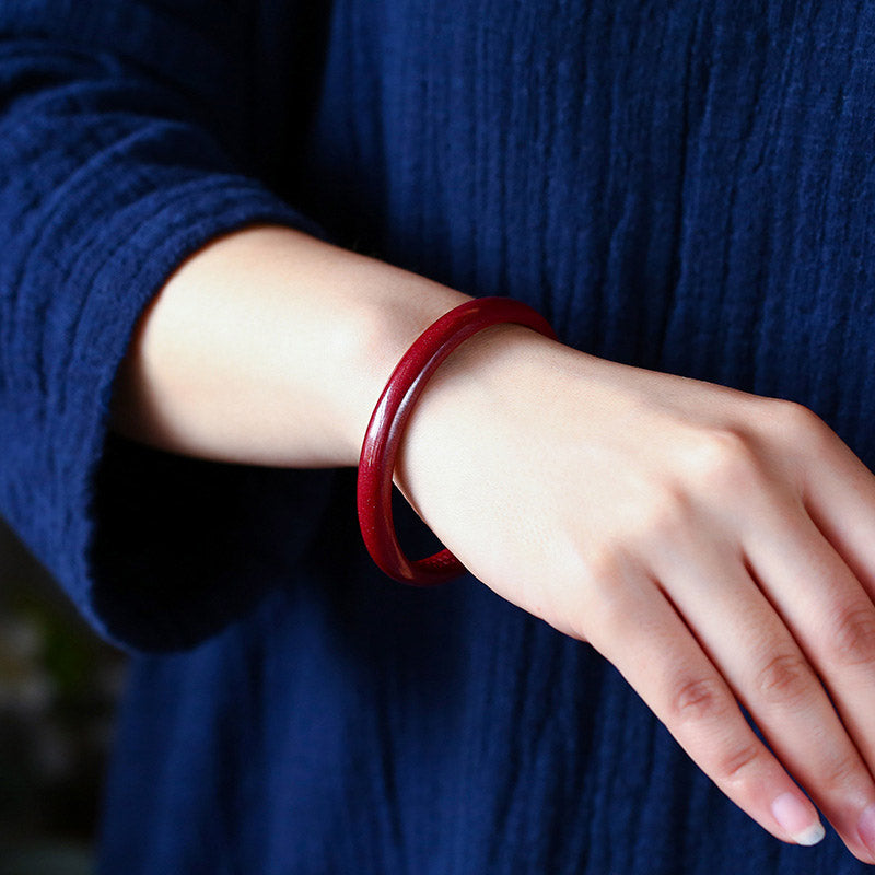Unisex Cinnabar Blessing Bangle Bracelet 55-56mm Engraved