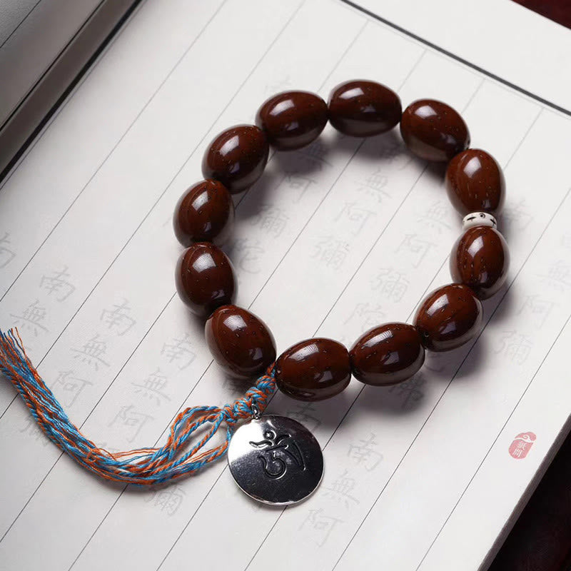 Purple Gold Rat Chinese Zodiac Wealth Bracelet 14mm Beads