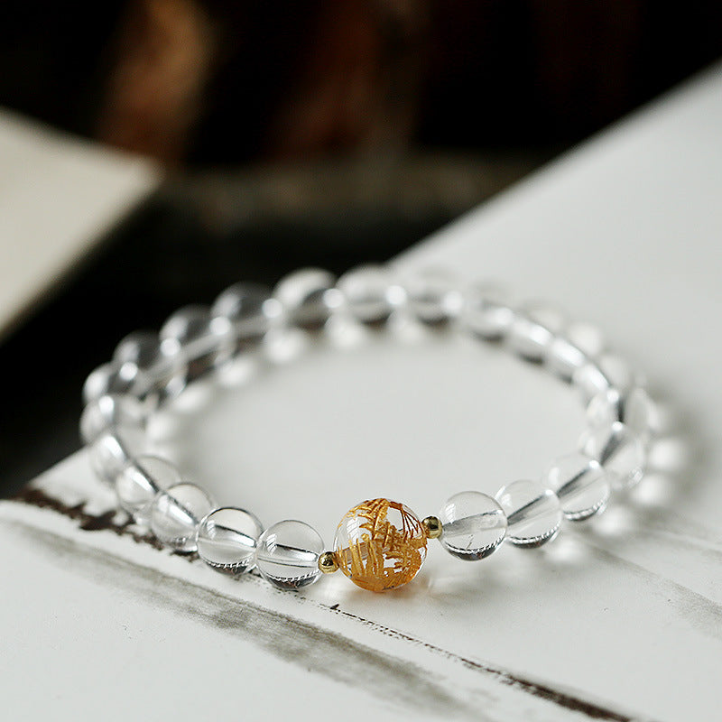 Dragon Strength Bracelet | Black Obsidian White Crystal Onyx 10mm