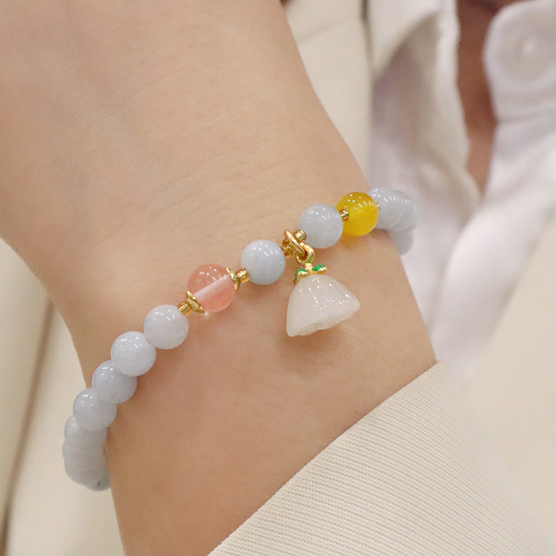 Aquamarine Chalcedony Serenity Charm Bracelet for Meditation
