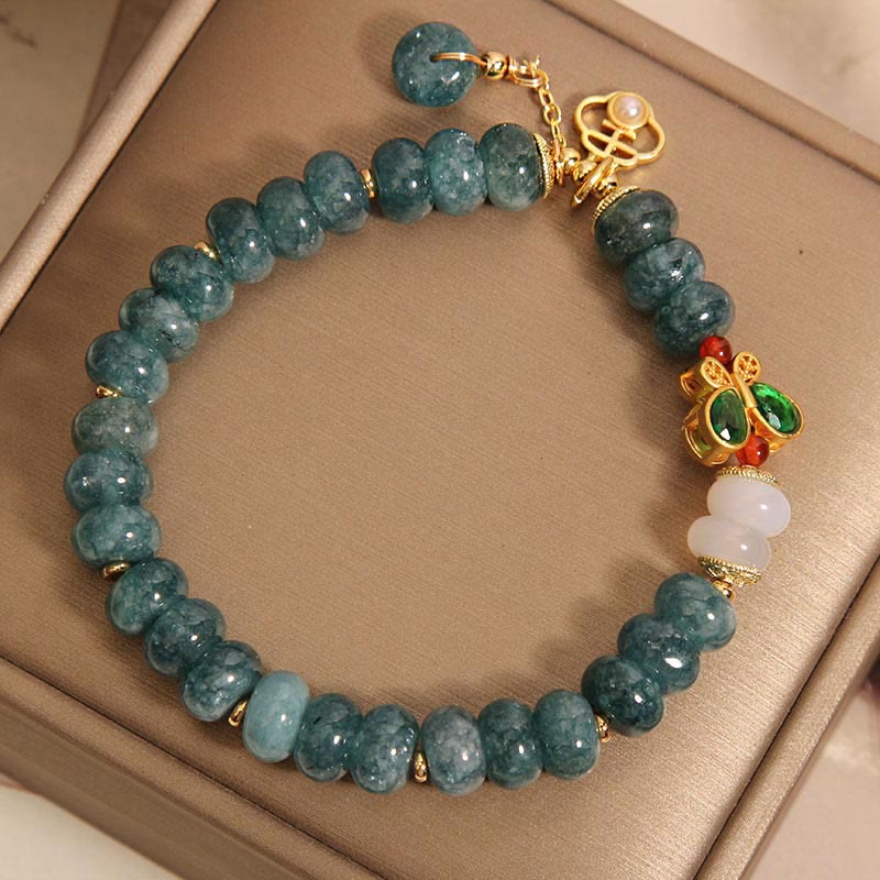 8mm Jade White Agate Butterfly Abacus Beads Abundance Bracelet