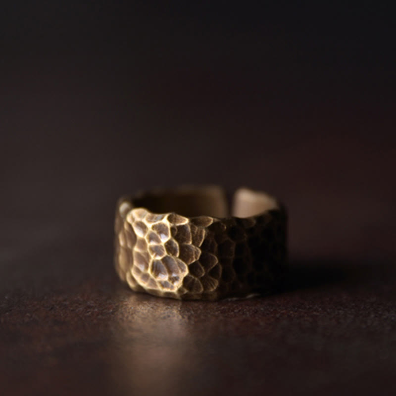 Adjustable Copper Tibetan Luck Ring for Positive Energy