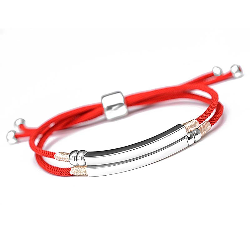 Sterling Silver Red String Layered Braid Bracelet for Luck & Protection