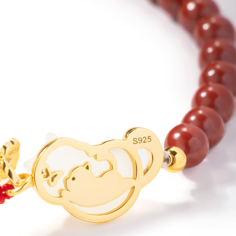 Hetian Jade Ruyi Cat Luck Bracelet and Necklace Set