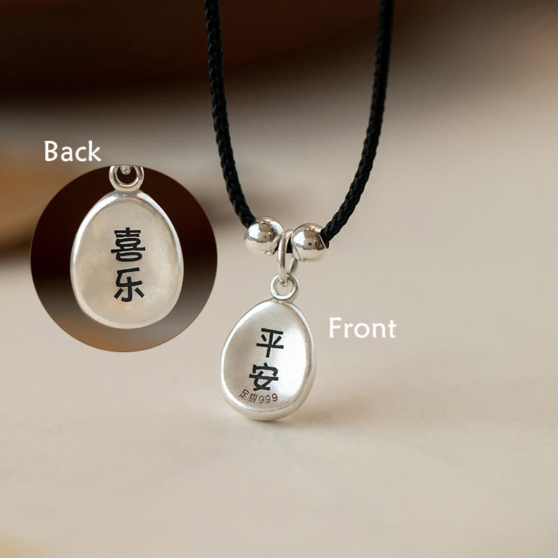999 Sterling Silver Spiritual Necklace with Peace Joy Fu Charm