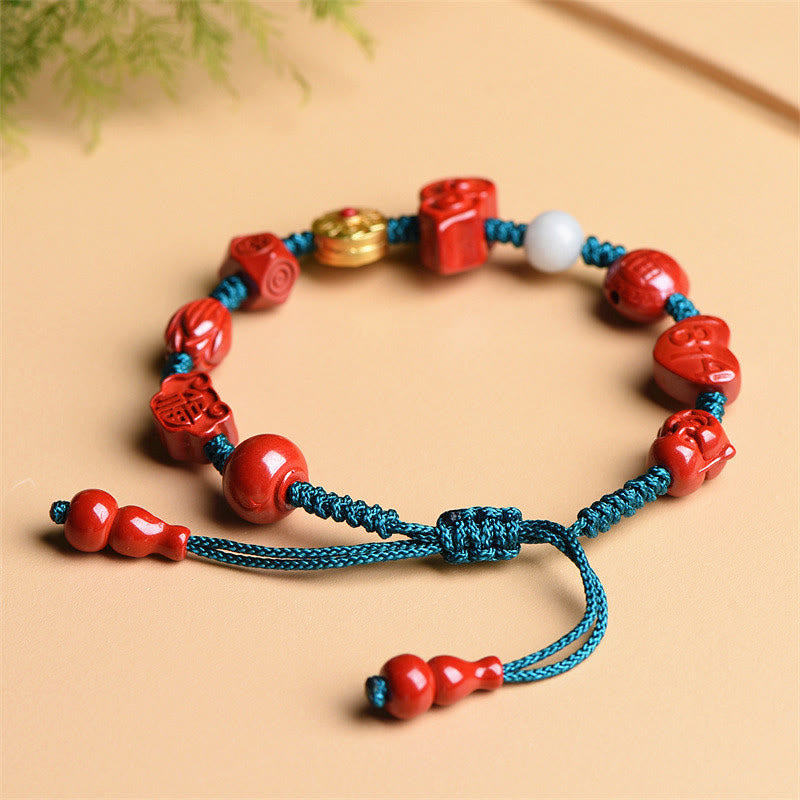 Bracelet en fil de cinabre naturel avec bénédiction Om Mani Padme Hum