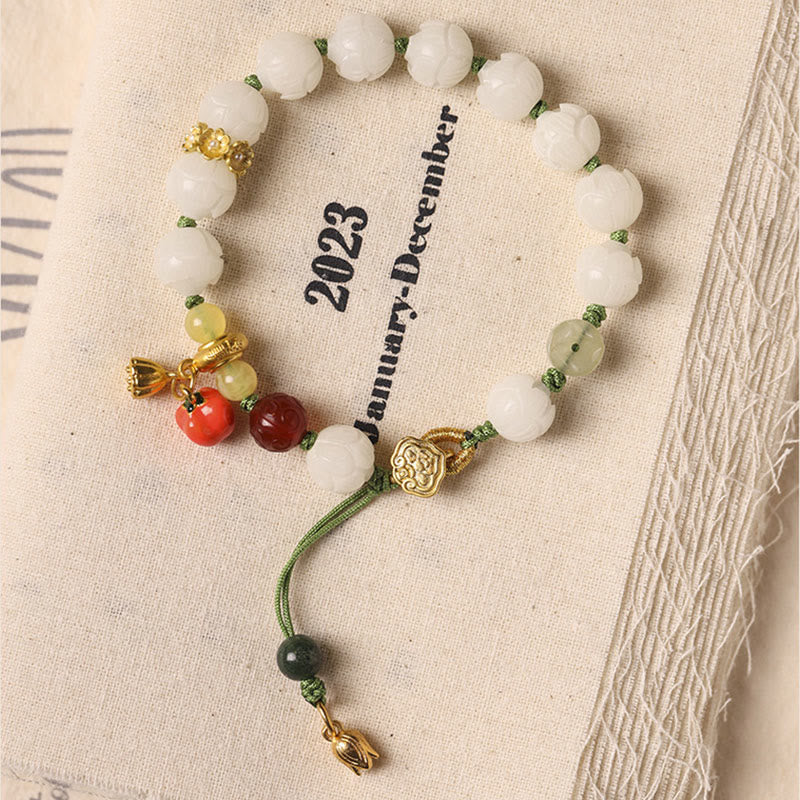 Bodhi Seed Lotus Bracelet for Peace & Enlightenment - 14-15cm