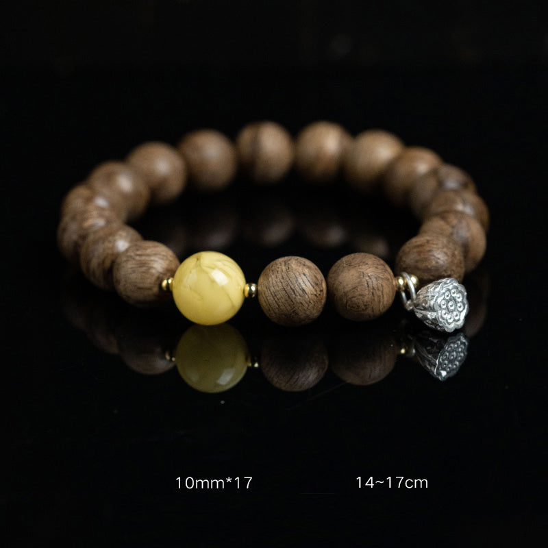 Agarwood Laughing Buddha Meditation Bracelet 10mm 12mm