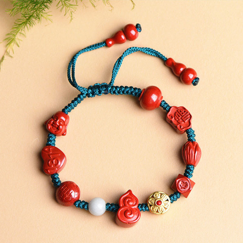 Bracelet en fil de cinabre naturel avec bénédiction Om Mani Padme Hum