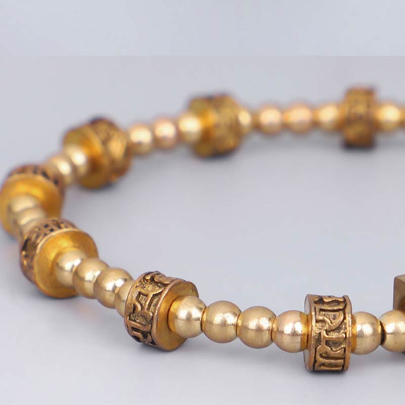 Om Mani Padme Hum Gold Mantra Bracelet for Protection