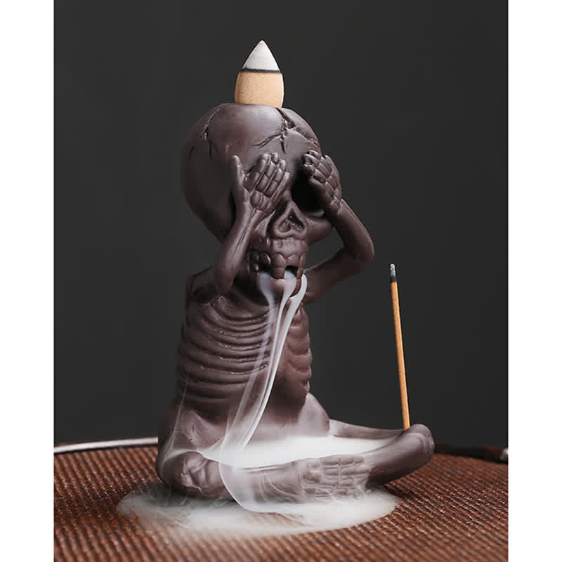 Little Ghost Purple Clay Backflow Incense Burner Peace Decor