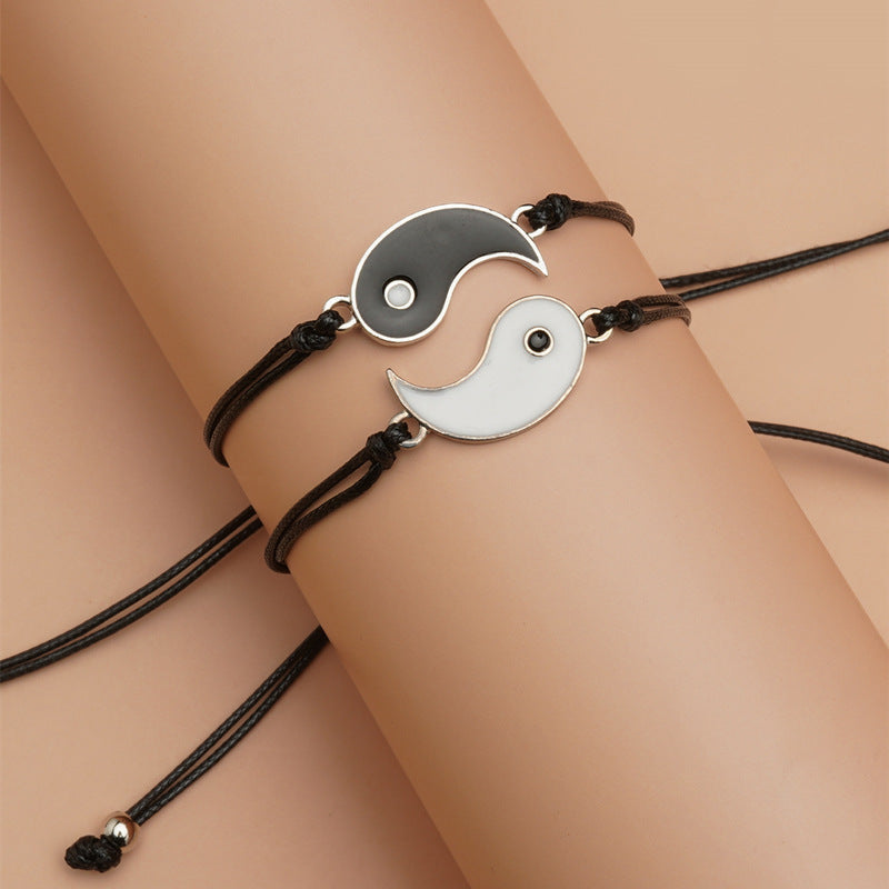 Unisex Yin Yang Hematite Couple Bracelets for Balance & Focus