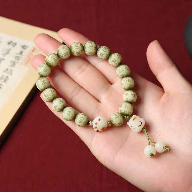 Bracelet de sagesse vert Bodhi Seed Om Mani Padme Hum