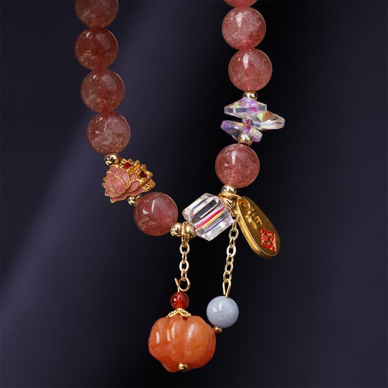 Strawberry Quartz Fu Charm Positive Spiritual Bracelet