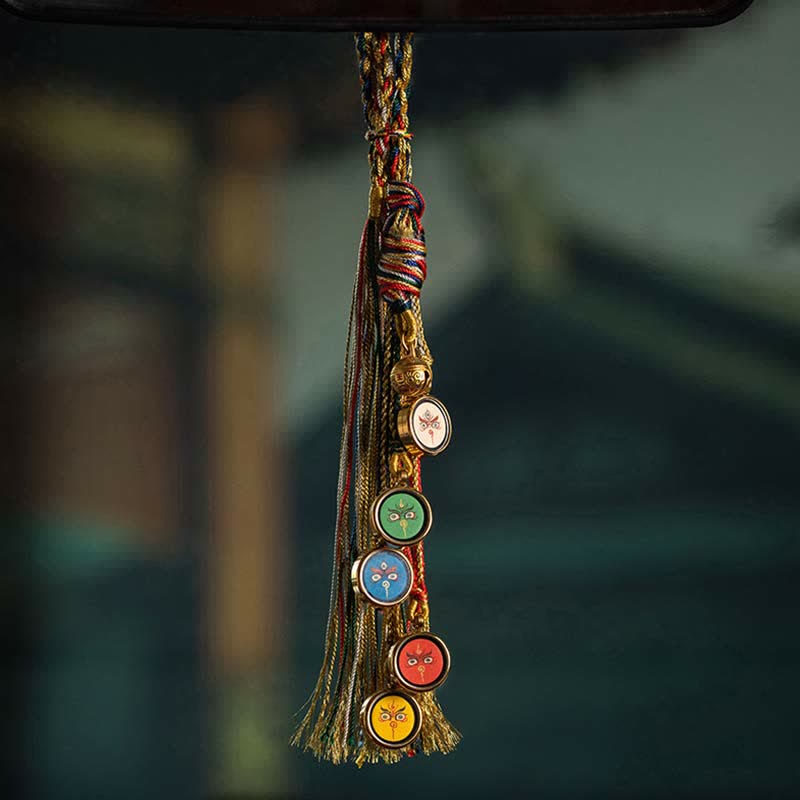 Handmade Five Gods of Wealth Thangka Wall Hanging