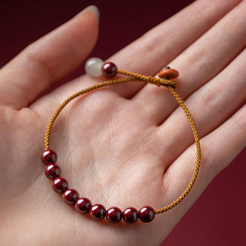 Natural Cinnabar Beaded Blessing Bracelet 14-20cm