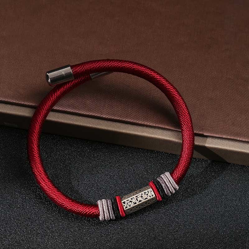 Om Mani Padme Hum Bracelet | 925 Sterling Silver Red String Unisex