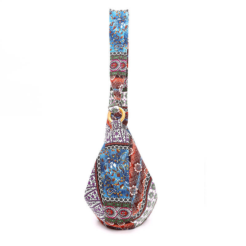 Cotton Stripes Print Crossbody Bag with Adjustable Strap 44cm