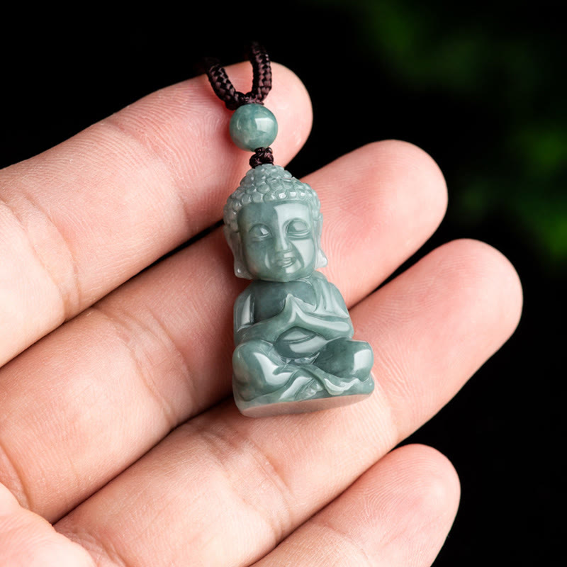 Natural Jade Buddha Amulet Necklace | Meditation & Serenity