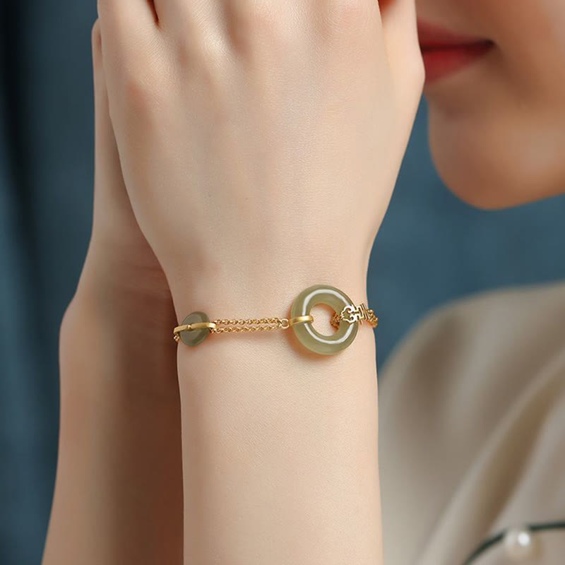 Jade Peace Buckle Bracelet for Prosperity & Harmony