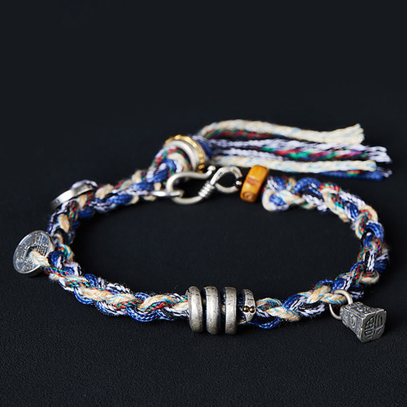 925 Sterling Silver Spiritual Bracelet with Coins Scales Charm