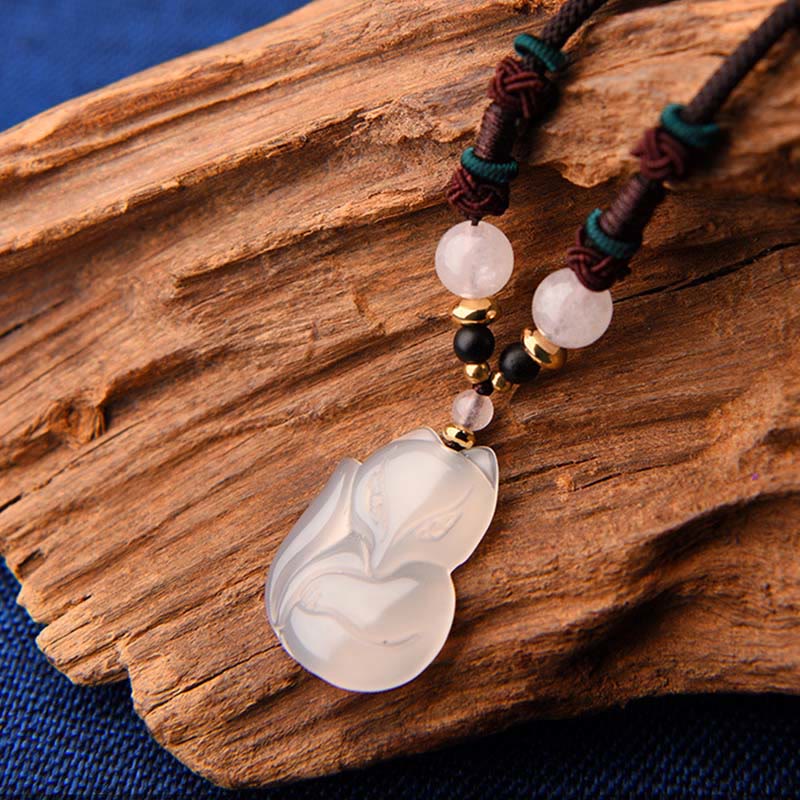 Chalcedony Pink Crystal Harmony Necklace 60cm Unisex