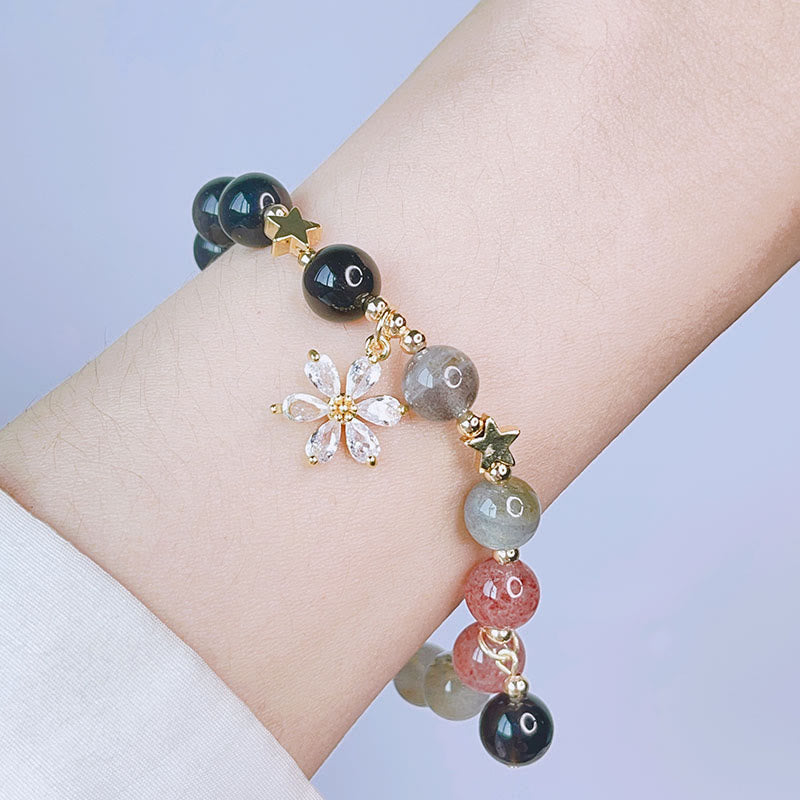 Silver Sheen Obsidian Love Heart Protection Bracelet