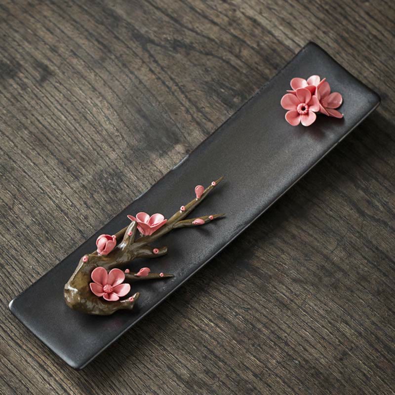 Lotus Peony Ceramic Incense Burner for Meditation & Yoga