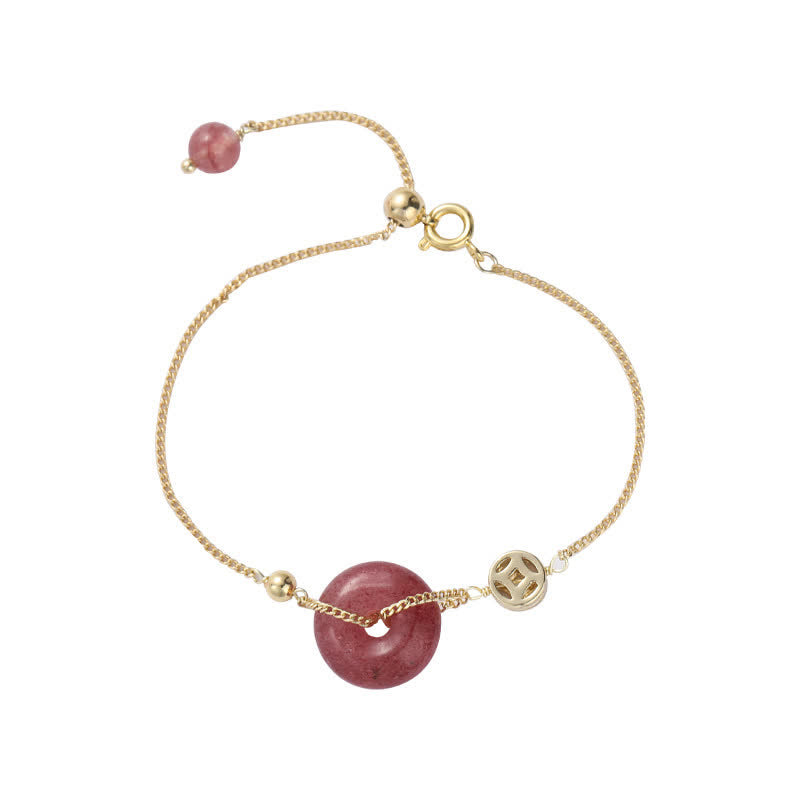Bracelet d'amour en quartz fraise pour la paix et la guérison
