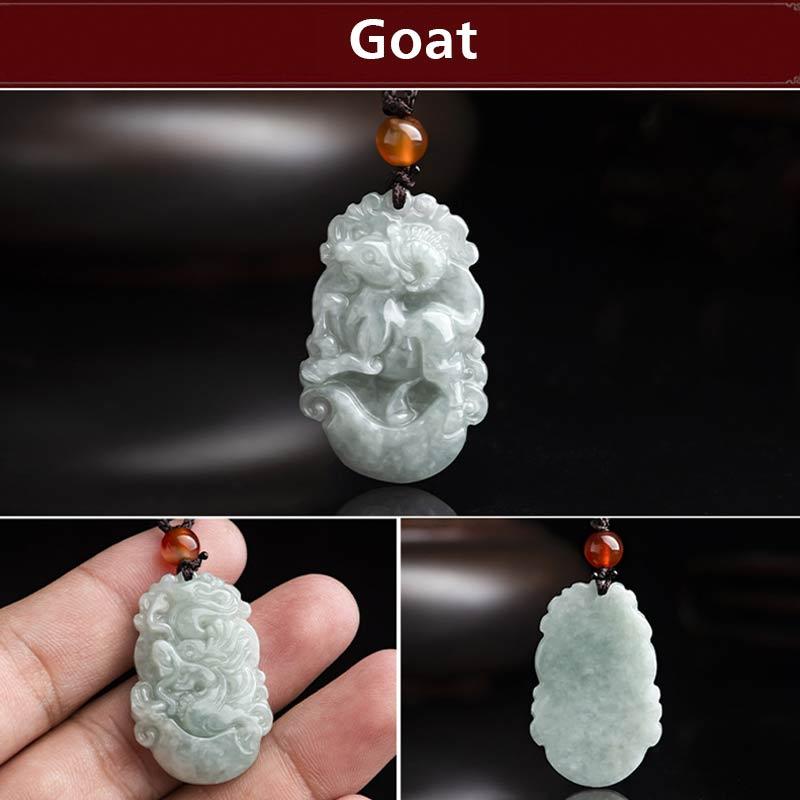 Unisex Jade Chinese Zodiac Success Pendant Necklace