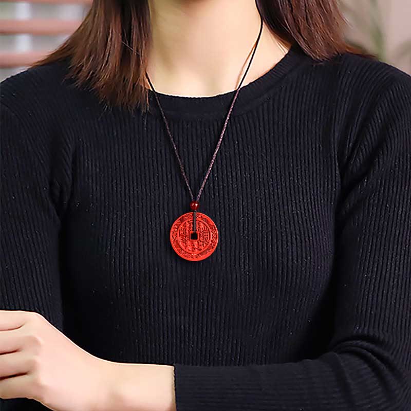 Natural Cinnabar Mountain Ghosts Spend Money Pendant | Blessing Necklace