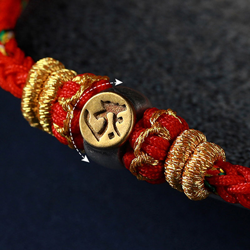 Chinese Zodiac Silver Red String Bracelet 18-28cm