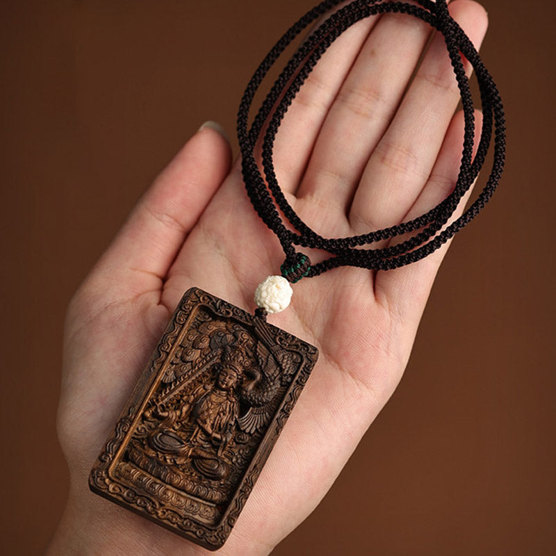 Chinese Zodiac Agarwood PiXiu Dragon Peace Necklace Pendant