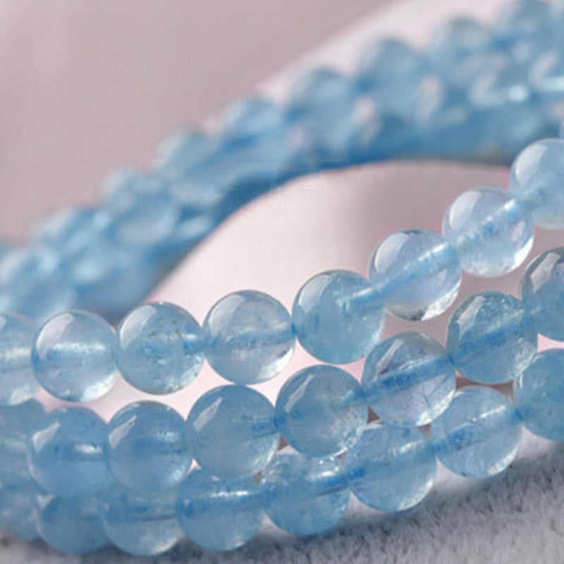 6mm Aquamarine Bracelet for Peace and Emotional Healing