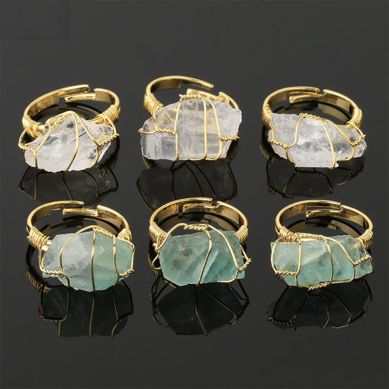 Unisex Amethyst Crystal Adjustable Healing Ring