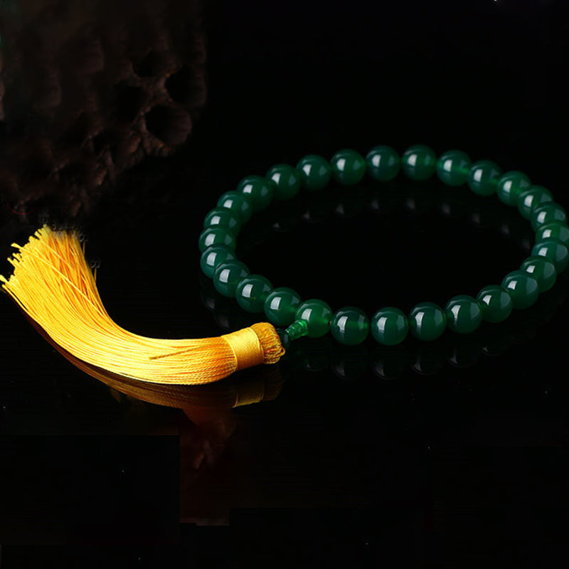 Green Agate Wrist Mala 10mm | Power & Success Bracelet