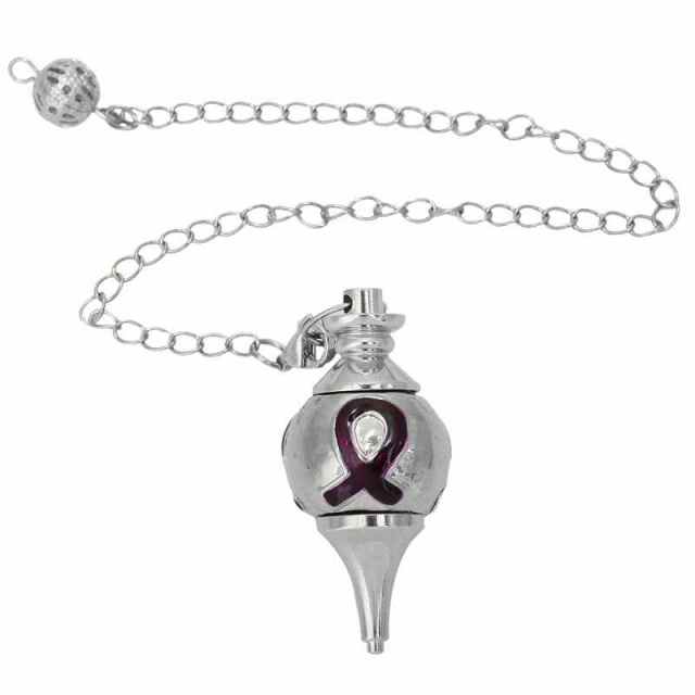 Pendule de guérison en argent pour la sensibilisation au cancer