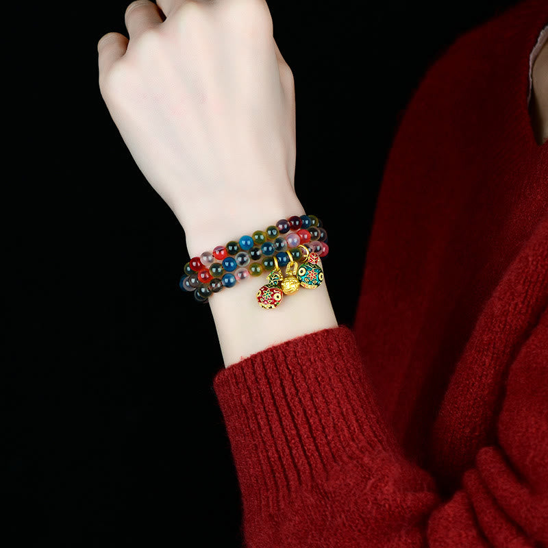 Bracelet triple tour en agate bonbon | Force et bénédictions familiales