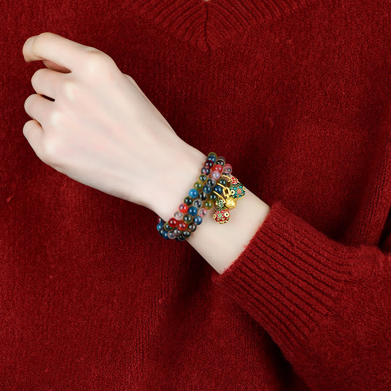 Bracelet triple tour en agate bonbon | Force et bénédictions familiales