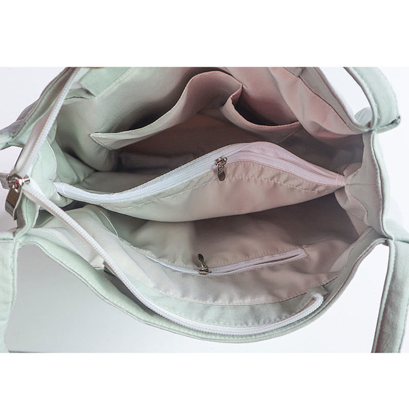 Sac fourre-tout en toile avec broderie de grue fleurie et de fleur de prunier