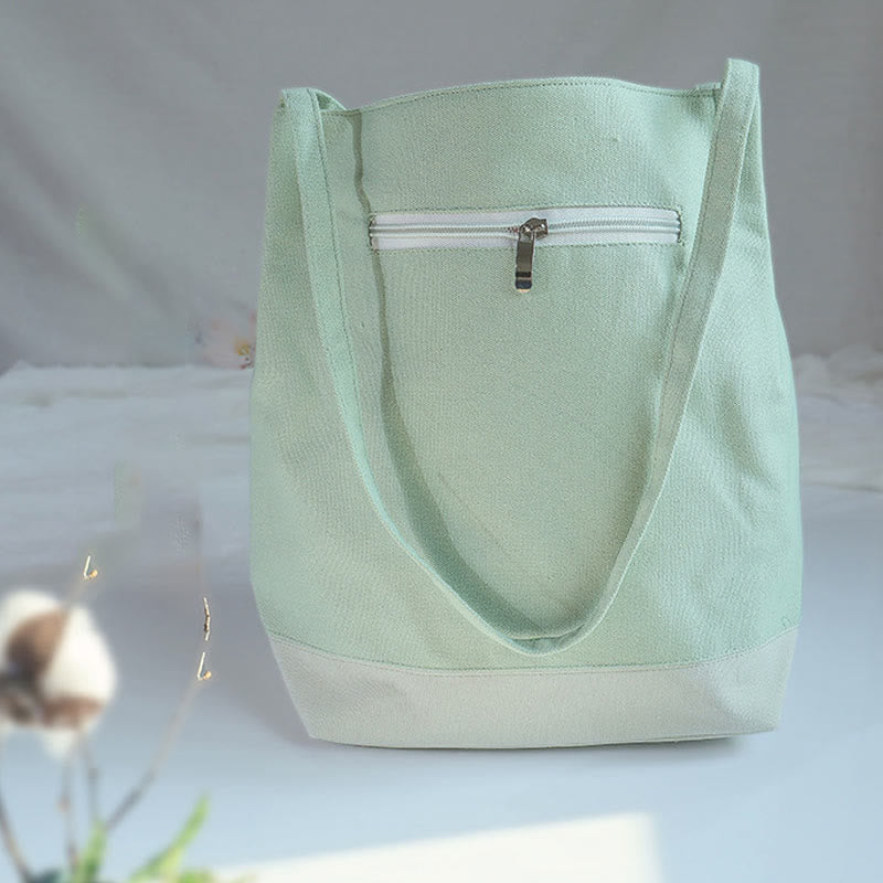 Sac fourre-tout en toile avec broderie de grue fleurie et de fleur de prunier
