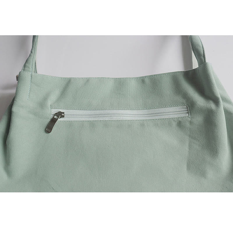 Sac fourre-tout en toile avec broderie de grue fleurie et de fleur de prunier