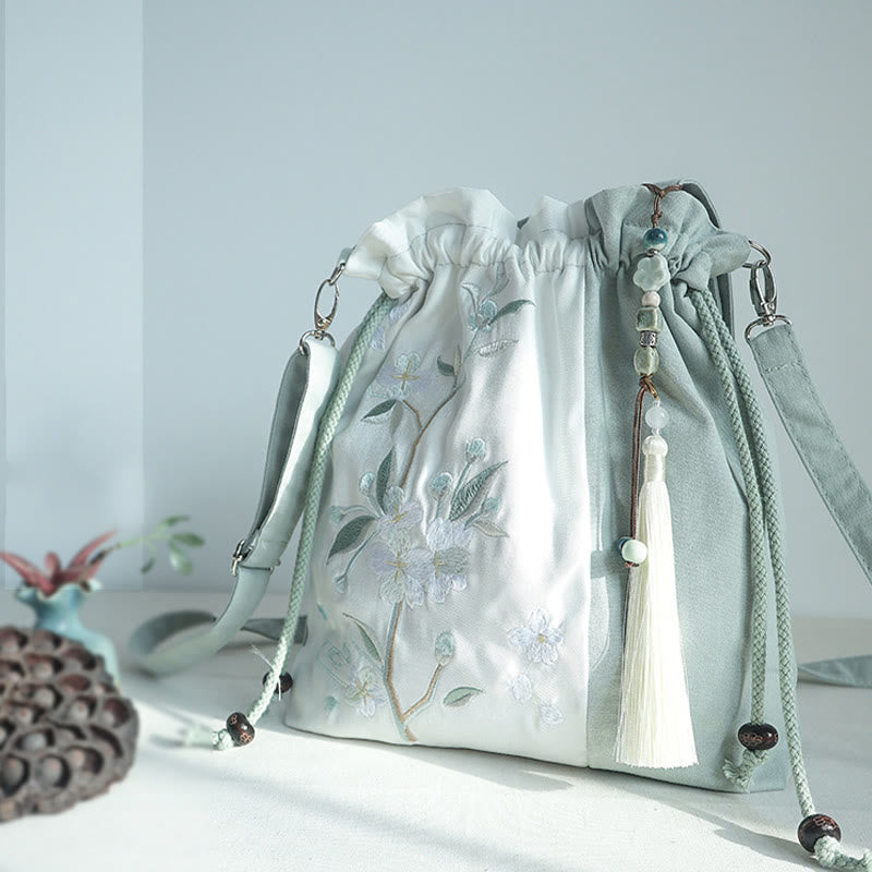 Sac fourre-tout en toile | Sac de transport pour tapis de yoga | Poire verte brodée 28 x 30 cm