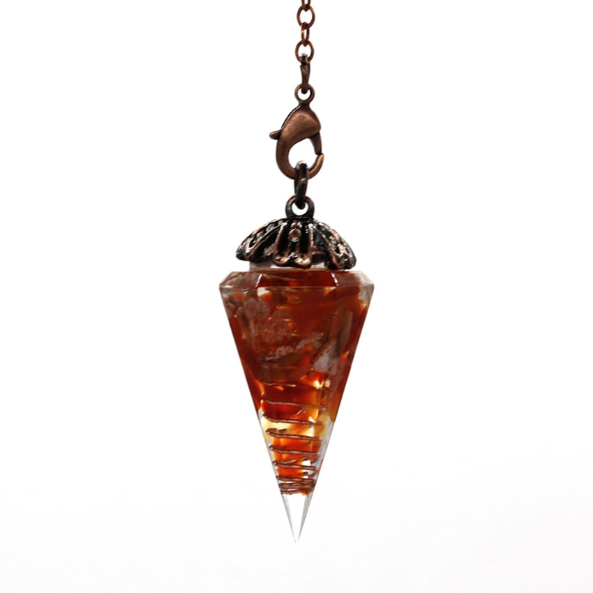 Pendule divinatoire en cristal de cornaline