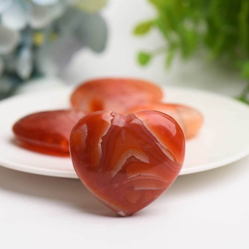 Carnelian Heart Palm Stone 1.2-1.5 inch Healing Crystal