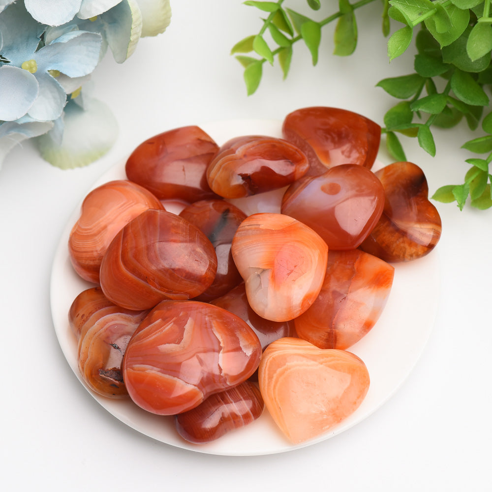 Carnelian Heart Palm Stone 1.2-1.5 inch Healing Crystal