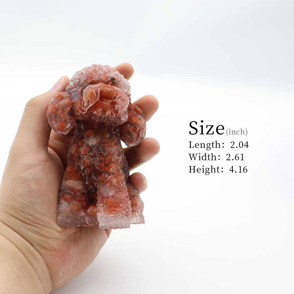 Carnelian Resin Toy Poodle Figurine 2-inch Spiritual Animal Statue