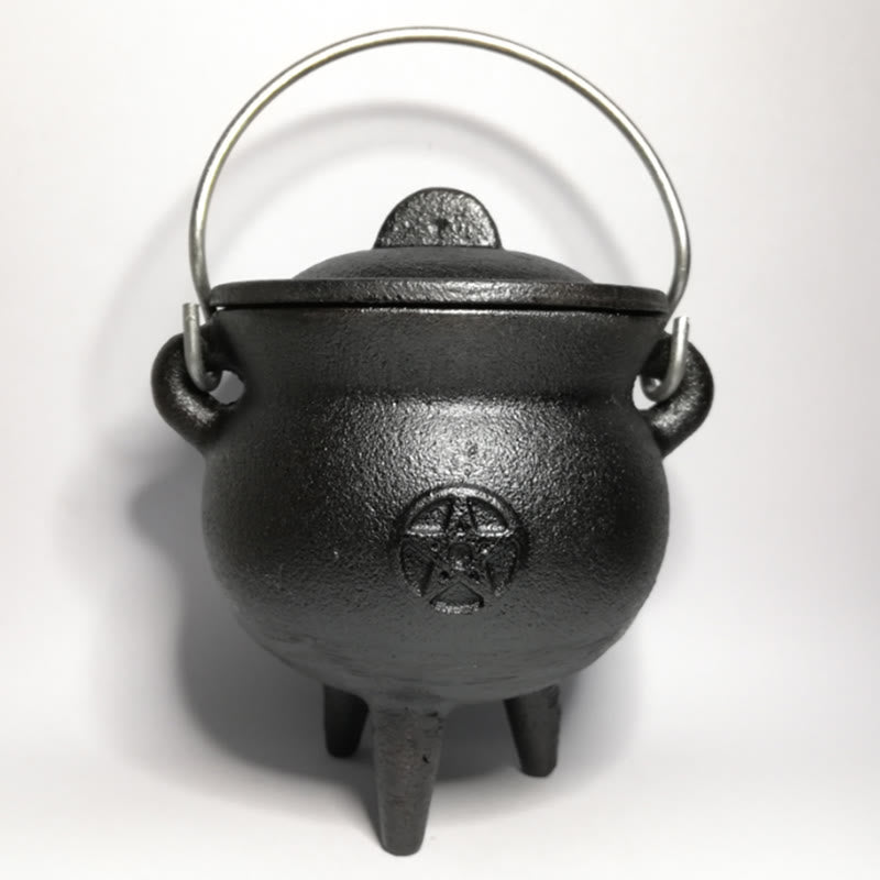 Chaudron triple lune en fonte pour rituels de méditation