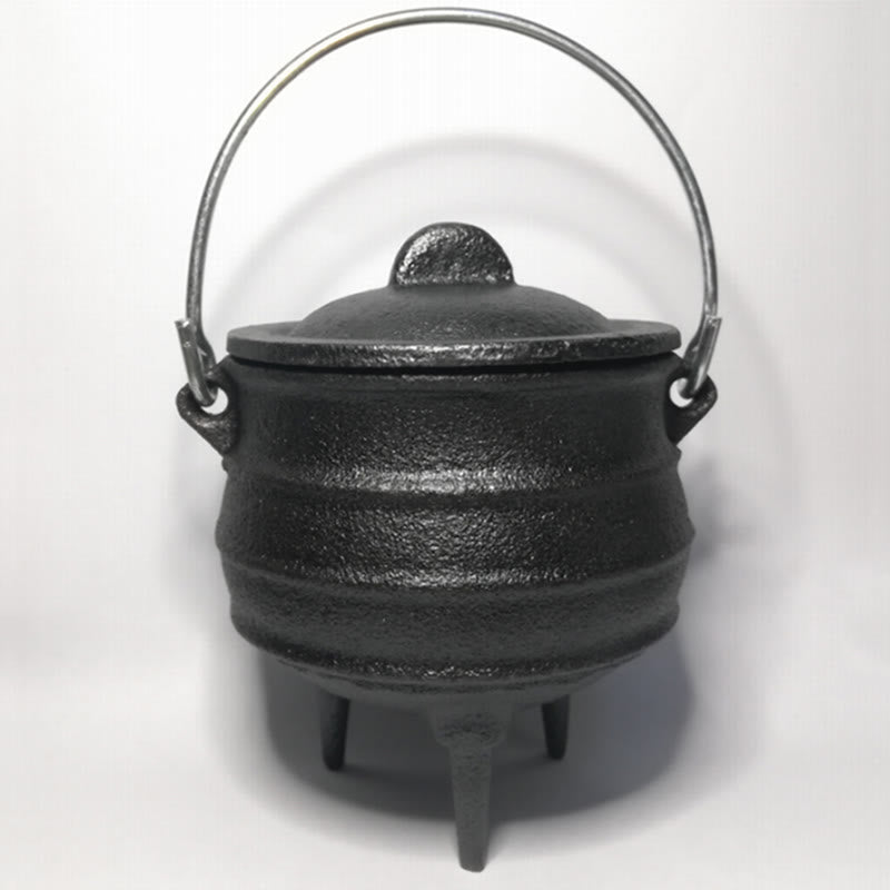 Chaudron triple lune en fonte pour rituels de méditation
